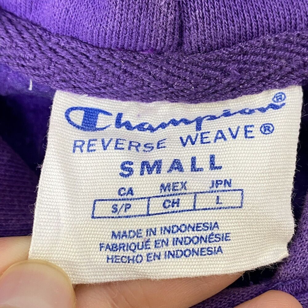 Champion Hoodie Sweatshirt Size Small Reverse Weave Purple Colorful Graphic Logo - Picture 4 of 12